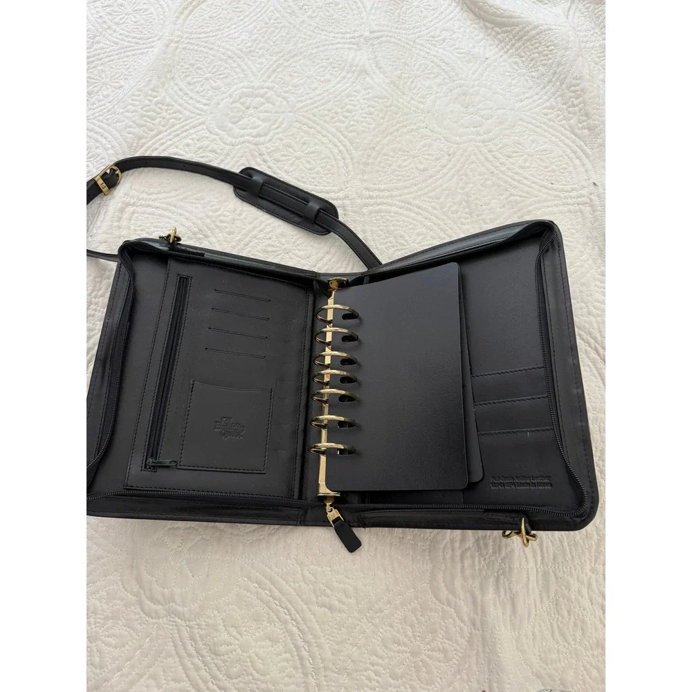 Franklin Quest Planner Bag  Black Full Grain Aniline Leather 12141